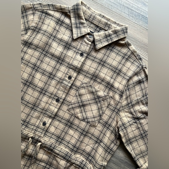 United By Blue NWOT Moraine Flannel Dress-Tan/Blue-Women’s L-Cozy/Western/Comfy - Picture 6 of 11